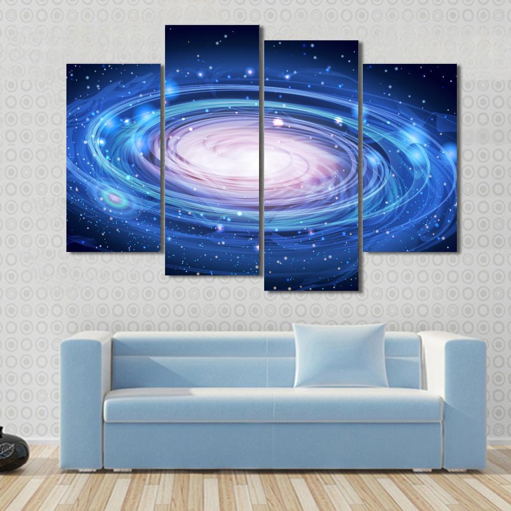 Blue Glowing Andromeda Canvas Wall Art-4 Pop-Gallery Wrap-50" x 32"-Tiaracle