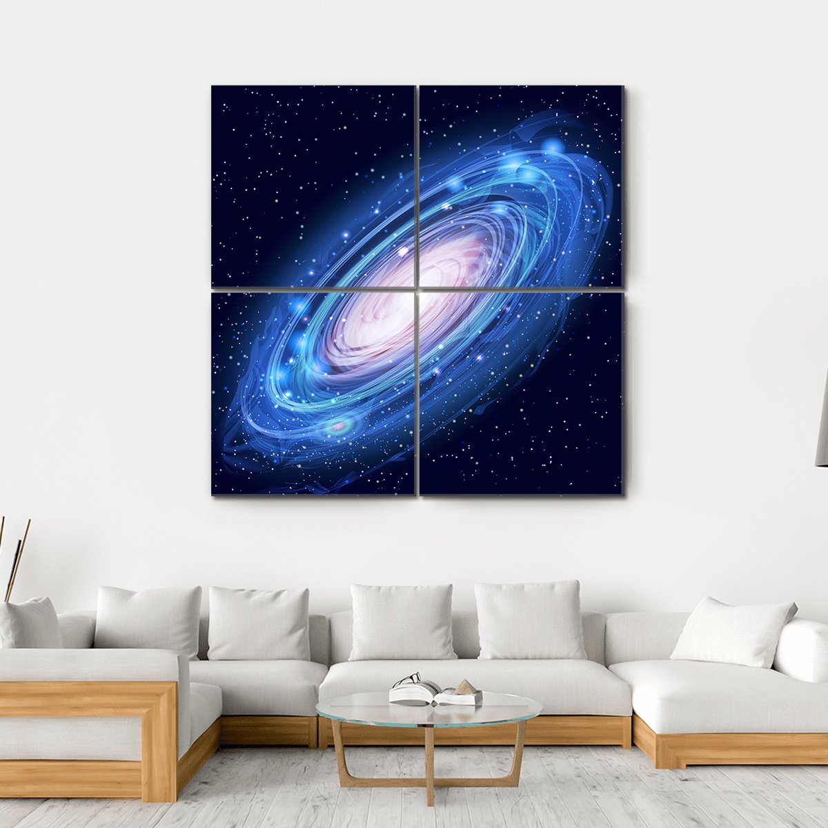 Blue Glowing Andromeda Canvas Wall Art-4 Square-Gallery Wrap-17" x 17"-Tiaracle