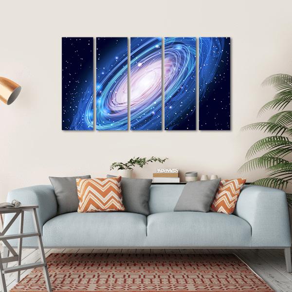 Blue Glowing Andromeda Canvas Wall Art-5 Horizontal-Gallery Wrap-22" x 12"-Tiaracle