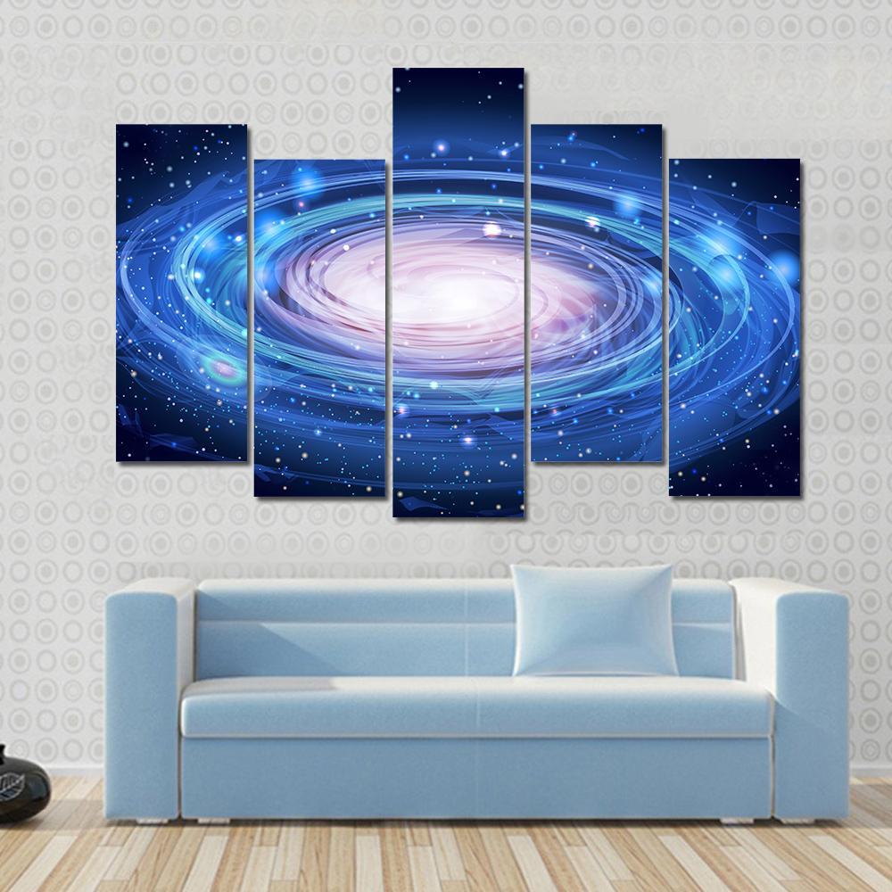 Blue Glowing Andromeda Canvas Wall Art-5 Pop-Gallery Wrap-47" x 32"-Tiaracle