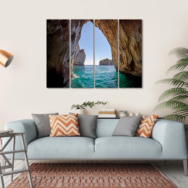 Blue Grotto Italy Canvas Wall Art-4 Horizontal-Gallery Wrap-34" x 24"-Tiaracle