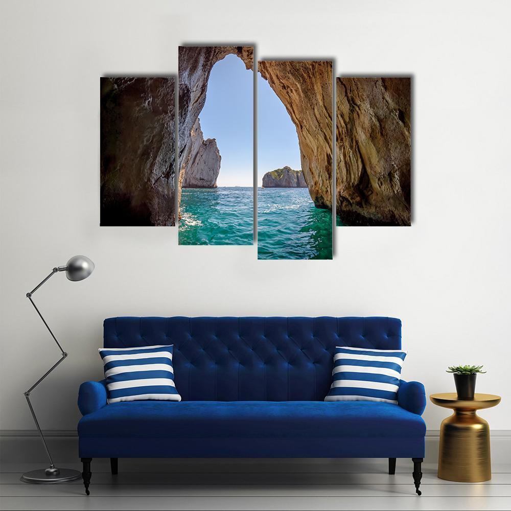 Blue Grotto Italy Canvas Wall Art-4 Pop-Gallery Wrap-50" x 32"-Tiaracle