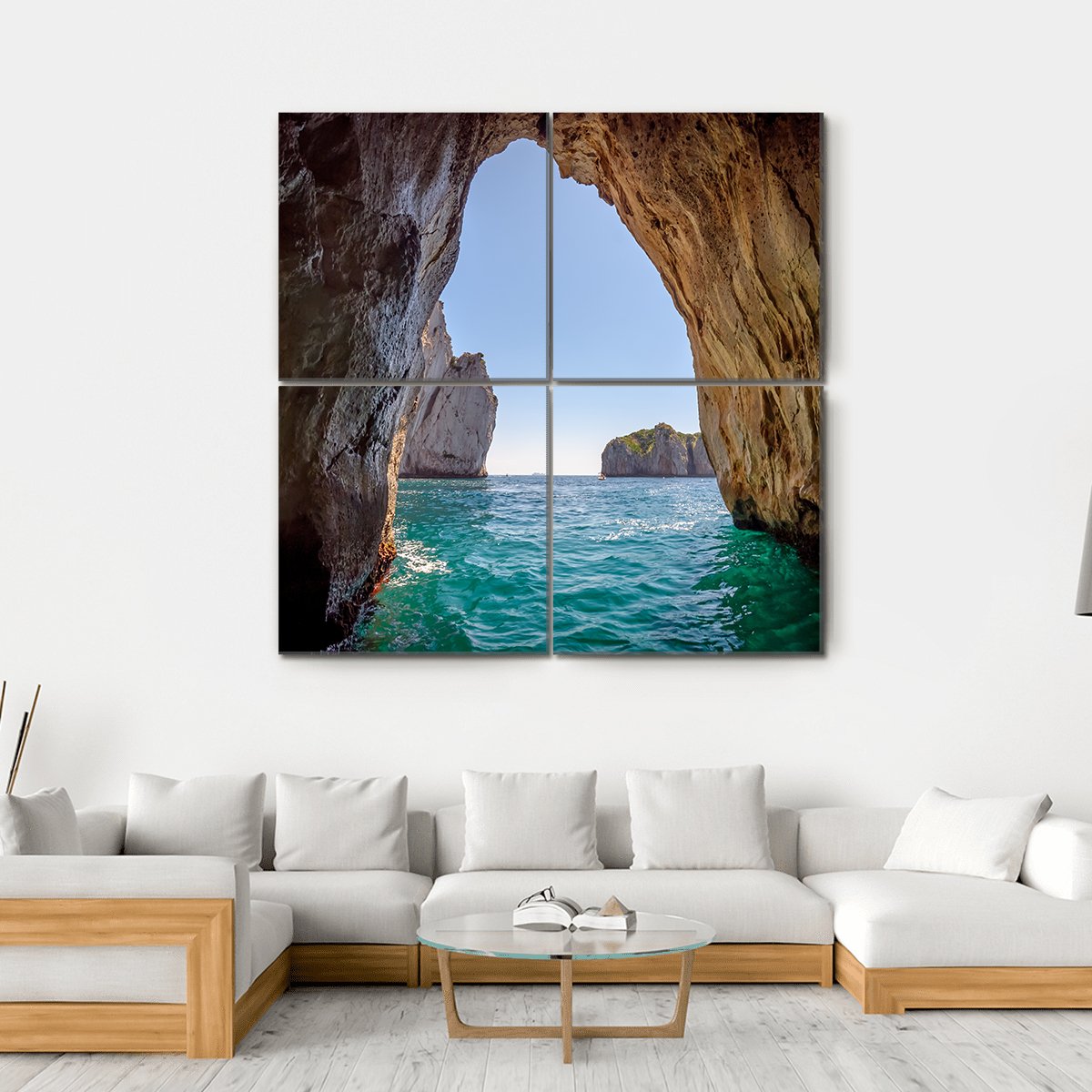 Blue Grotto Italy Canvas Wall Art-4 Square-Gallery Wrap-17" x 17"-Tiaracle