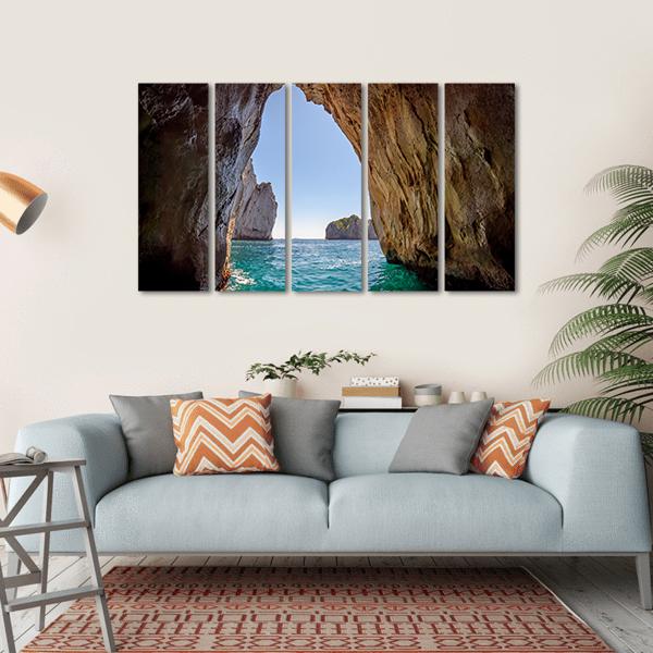 Blue Grotto Italy Canvas Wall Art-5 Horizontal-Gallery Wrap-22" x 12"-Tiaracle