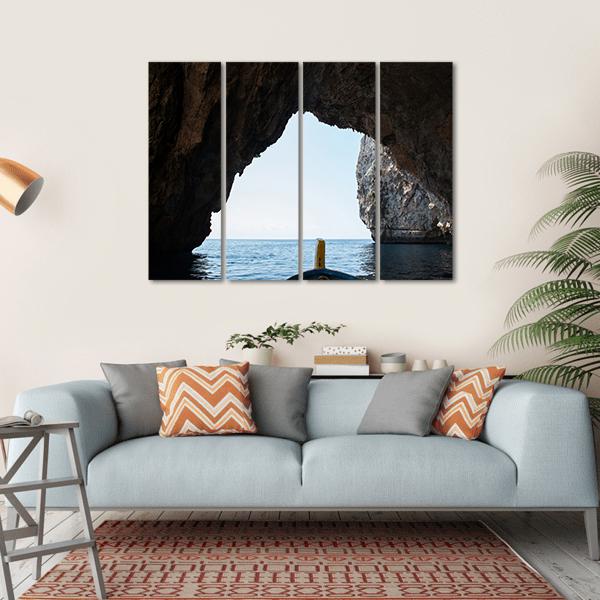 Blue Grotto Malta Canvas Wall Art-4 Horizontal-Gallery Wrap-34" x 24"-Tiaracle