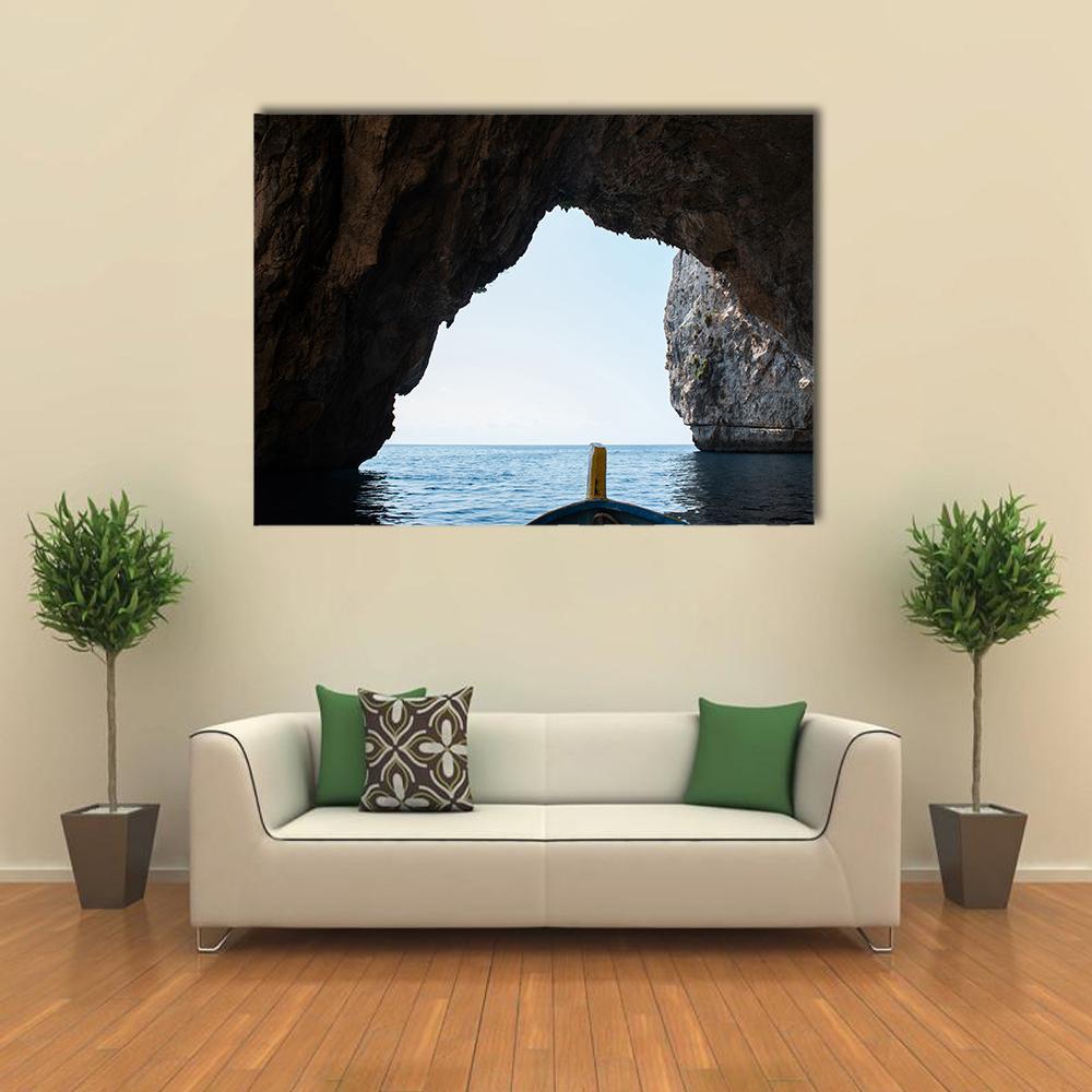 Blue Grotto Malta Canvas Wall Art-1 Piece-Gallery Wrap-48" x 32"-Tiaracle