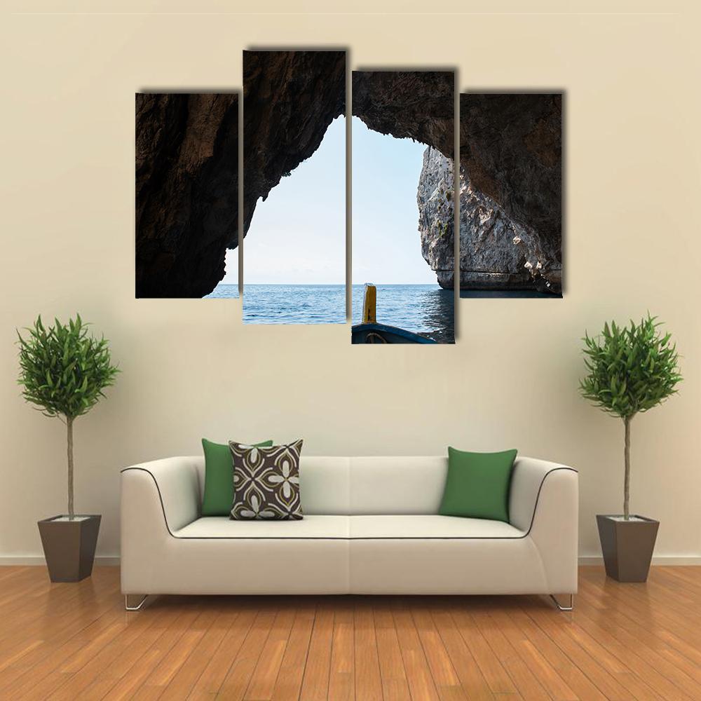 Blue Grotto Malta Canvas Wall Art-4 Pop-Gallery Wrap-50" x 32"-Tiaracle