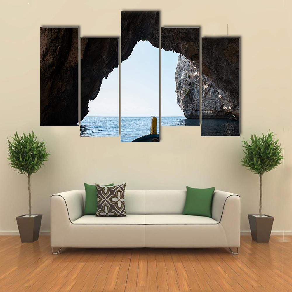 Blue Grotto Malta Canvas Wall Art-5 Pop-Gallery Wrap-47" x 32"-Tiaracle