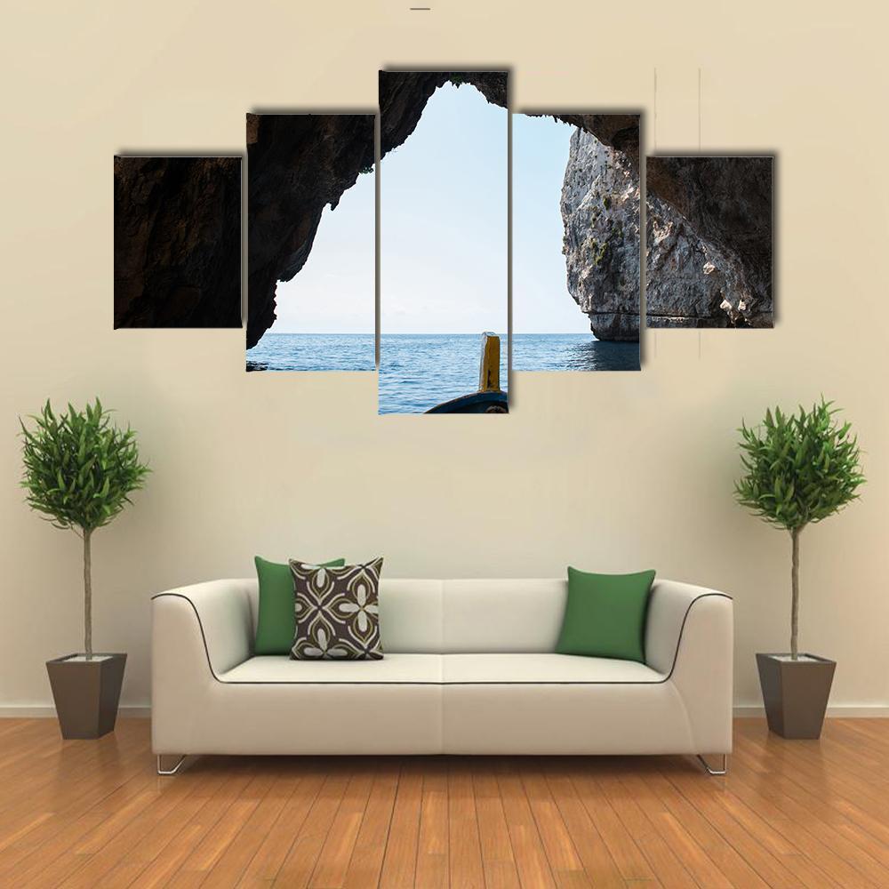 Blue Grotto Malta Canvas Wall Art-5 Star-Gallery Wrap-62" x 32"-Tiaracle