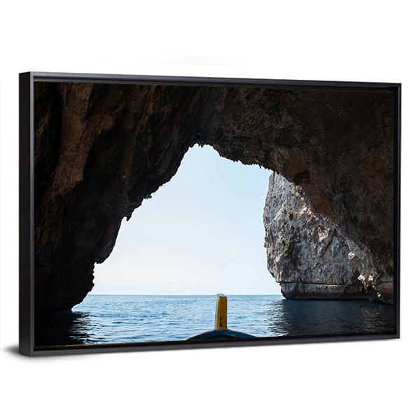 Blue Grotto Malta Canvas Wall Art-3 Horizontal-Gallery Wrap-25" x 16"-Tiaracle
