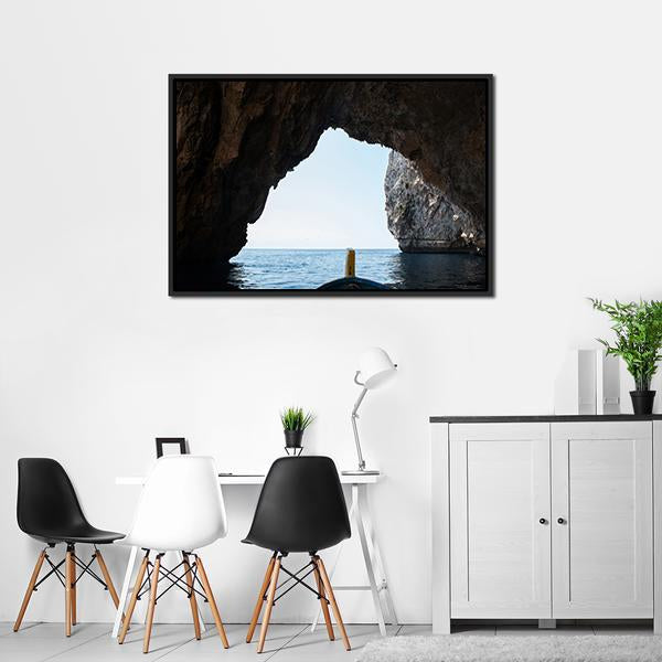 Blue Grotto Malta Canvas Wall Art-3 Horizontal-Gallery Wrap-25" x 16"-Tiaracle