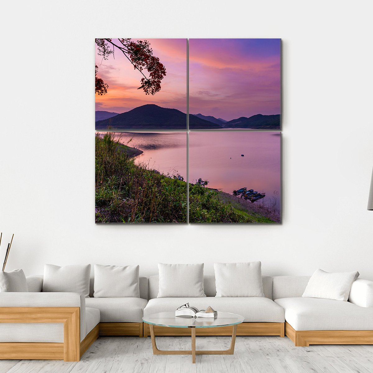 Blue Hour At Chiang Mai Canvas Wall Art-4 Square-Gallery Wrap-17" x 17"-Tiaracle