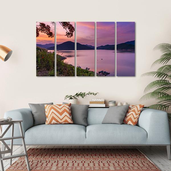 Blue Hour At Chiang Mai Canvas Wall Art-5 Horizontal-Gallery Wrap-22" x 12"-Tiaracle