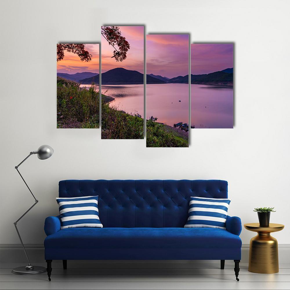 Blue Hour At Chiang Mai Canvas Wall Art-4 Pop-Gallery Wrap-50" x 32"-Tiaracle