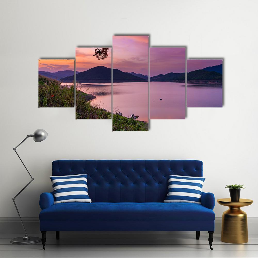 Blue Hour At Chiang Mai Canvas Wall Art-5 Star-Gallery Wrap-62" x 32"-Tiaracle