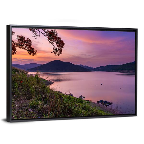 Blue Hour At Chiang Mai Canvas Wall Art-3 Horizontal-Gallery Wrap-25" x 16"-Tiaracle