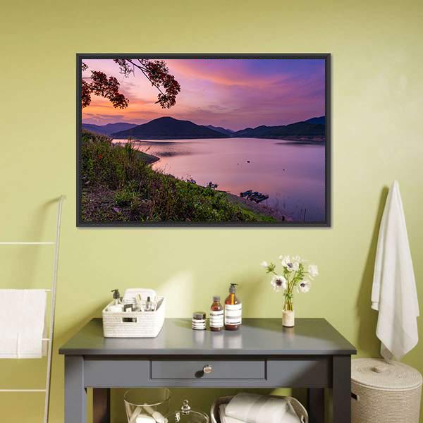 Blue Hour At Chiang Mai Canvas Wall Art-3 Horizontal-Gallery Wrap-25" x 16"-Tiaracle