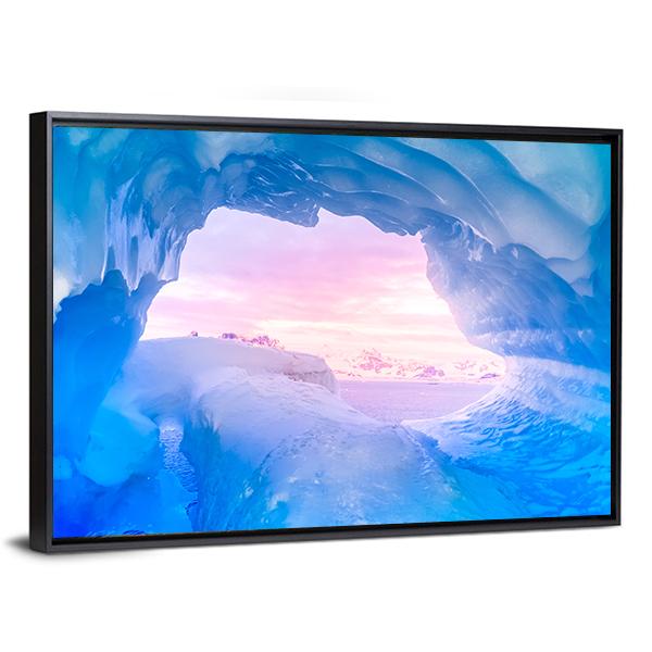 Blue Ice Cave Canvas Wall Art-3 Horizontal-Gallery Wrap-25" x 16"-Tiaracle