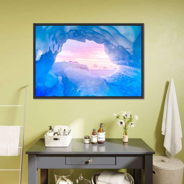 Blue Ice Cave Canvas Wall Art-3 Horizontal-Gallery Wrap-25" x 16"-Tiaracle