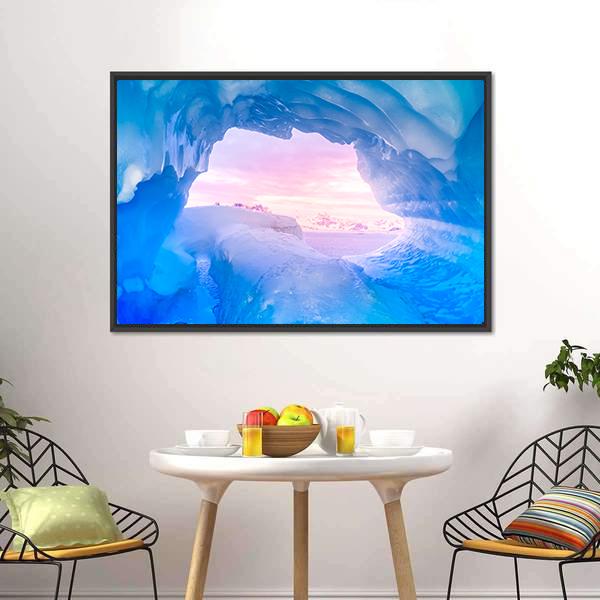 Blue Ice Cave Canvas Wall Art-3 Horizontal-Gallery Wrap-25" x 16"-Tiaracle