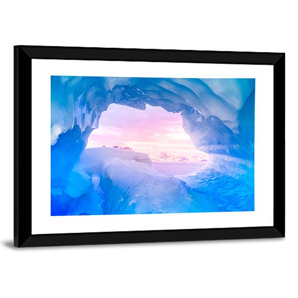Blue Ice Cave Canvas Wall Art-3 Horizontal-Gallery Wrap-25" x 16"-Tiaracle