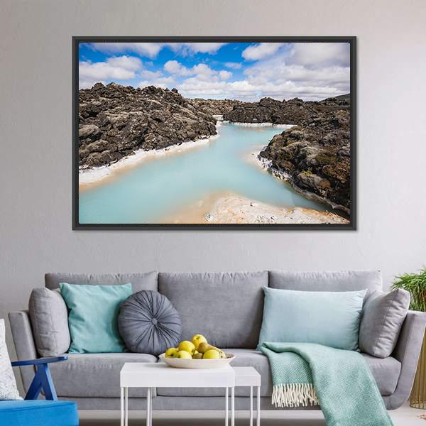 Blue Lagoon Iceland Canvas Wall Art-1 Piece-Floating Frame-24" x 16"-Tiaracle