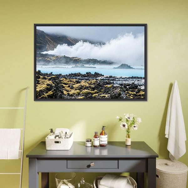 Blue Lagoon In Iceland Canvas Wall Art-1 Piece-Floating Frame-24" x 16"-Tiaracle