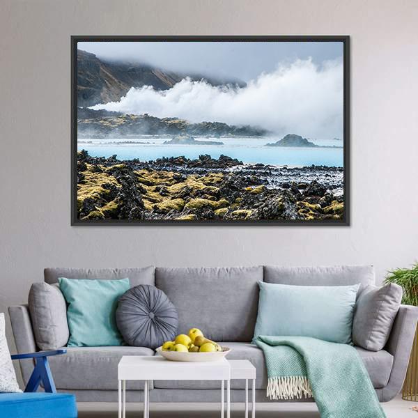 Blue Lagoon In Iceland Canvas Wall Art-5 Horizontal-Gallery Wrap-42" x 24"-Tiaracle