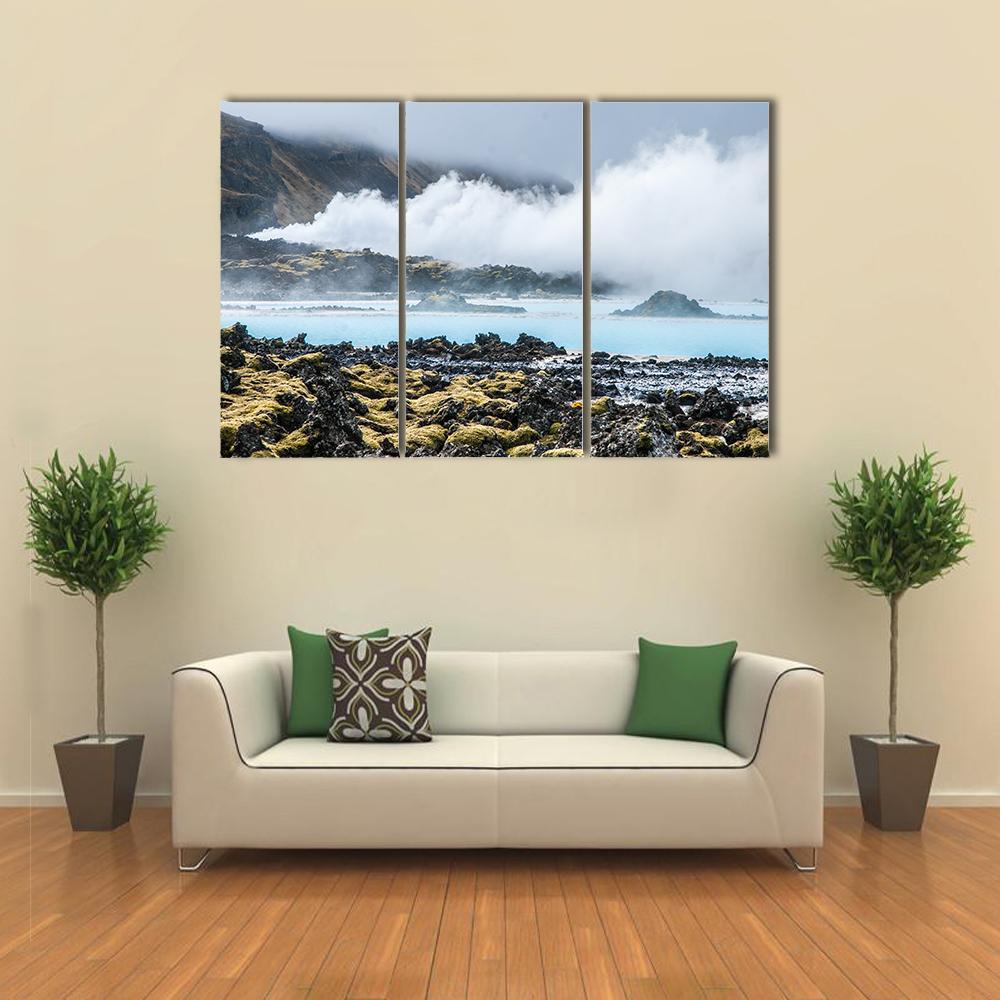 Blue Lagoon In Iceland Canvas Wall Art-3 Horizontal-Gallery Wrap-37" x 24"-Tiaracle