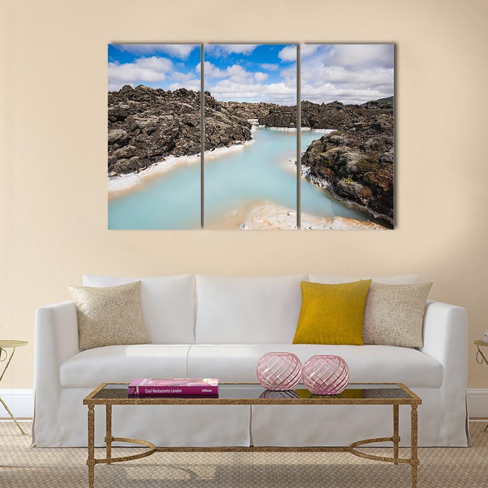 Blue Lagoon Iceland Canvas Wall Art-3 Horizontal-Gallery Wrap-37" x 24"-Tiaracle