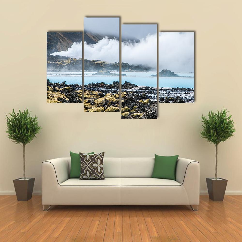 Blue Lagoon In Iceland Canvas Wall Art-4 Pop-Gallery Wrap-50" x 32"-Tiaracle