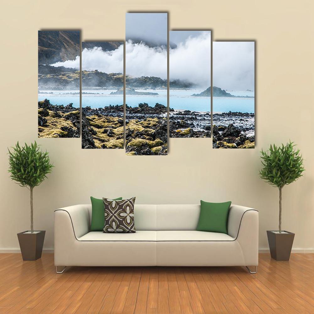 Blue Lagoon In Iceland Canvas Wall Art-5 Pop-Gallery Wrap-47" x 32"-Tiaracle