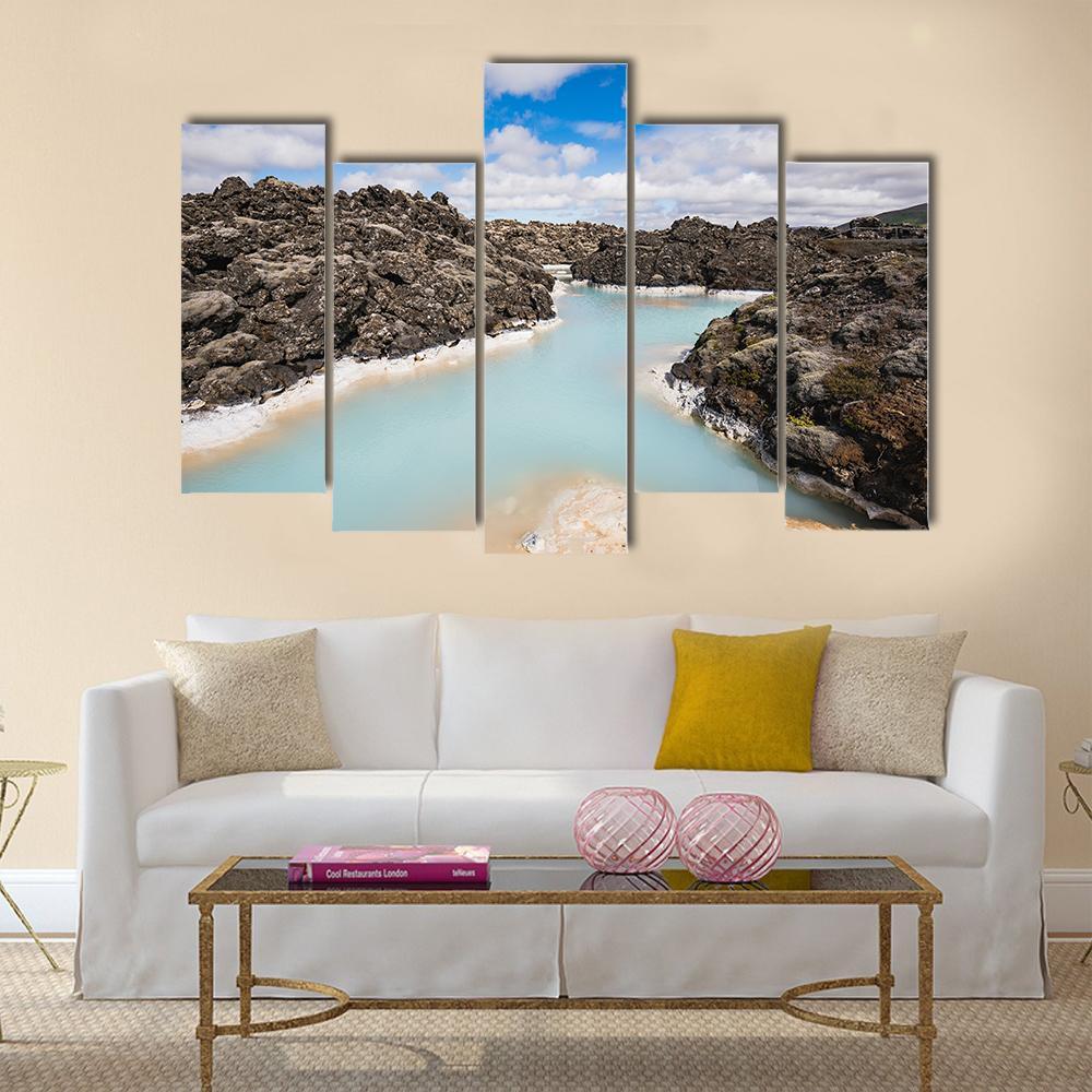 Blue Lagoon Iceland Canvas Wall Art-5 Pop-Gallery Wrap-47" x 32"-Tiaracle