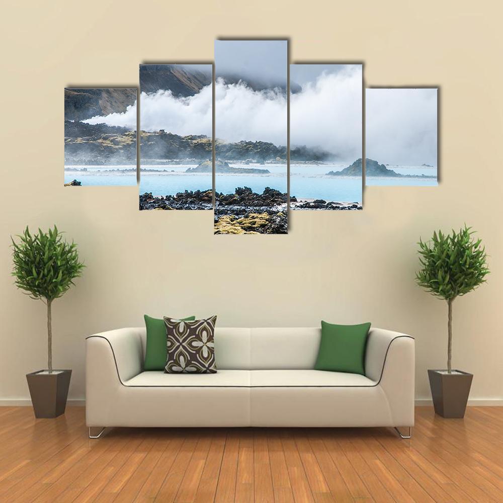 Blue Lagoon In Iceland Canvas Wall Art-5 Star-Gallery Wrap-62" x 32"-Tiaracle