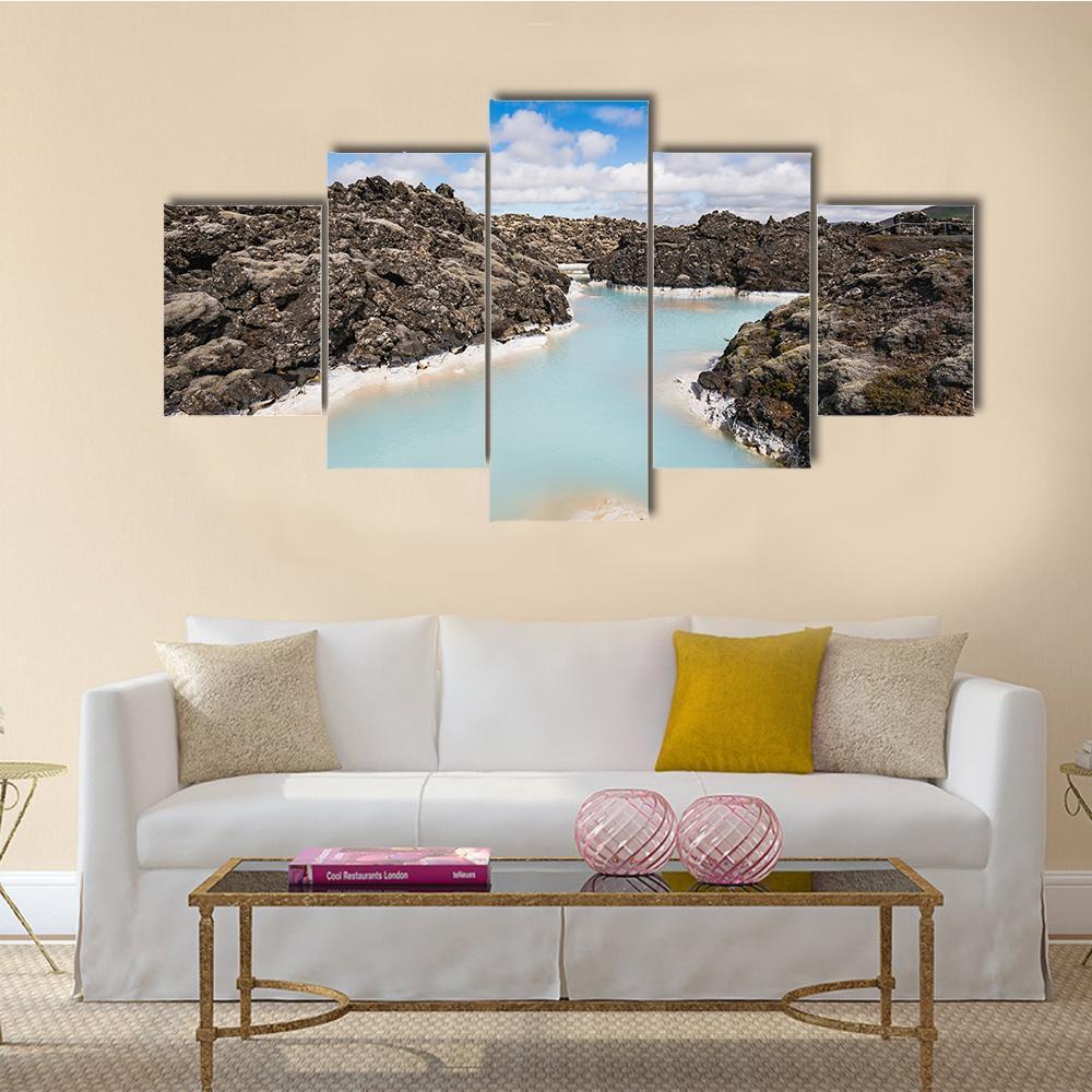 Blue Lagoon Iceland Canvas Wall Art-5 Star-Gallery Wrap-62" x 32"-Tiaracle