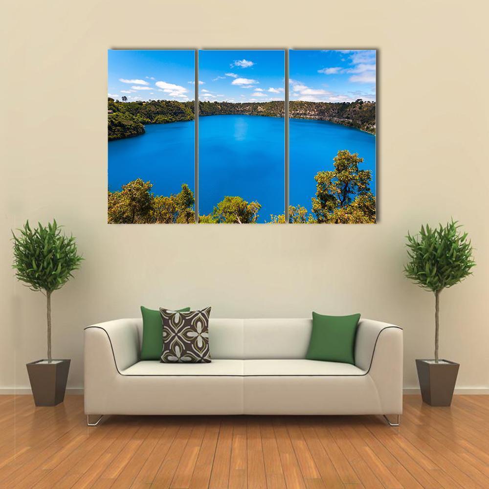 Blue Lake Australia Canvas Wall Art-3 Horizontal-Gallery Wrap-37" x 24"-Tiaracle