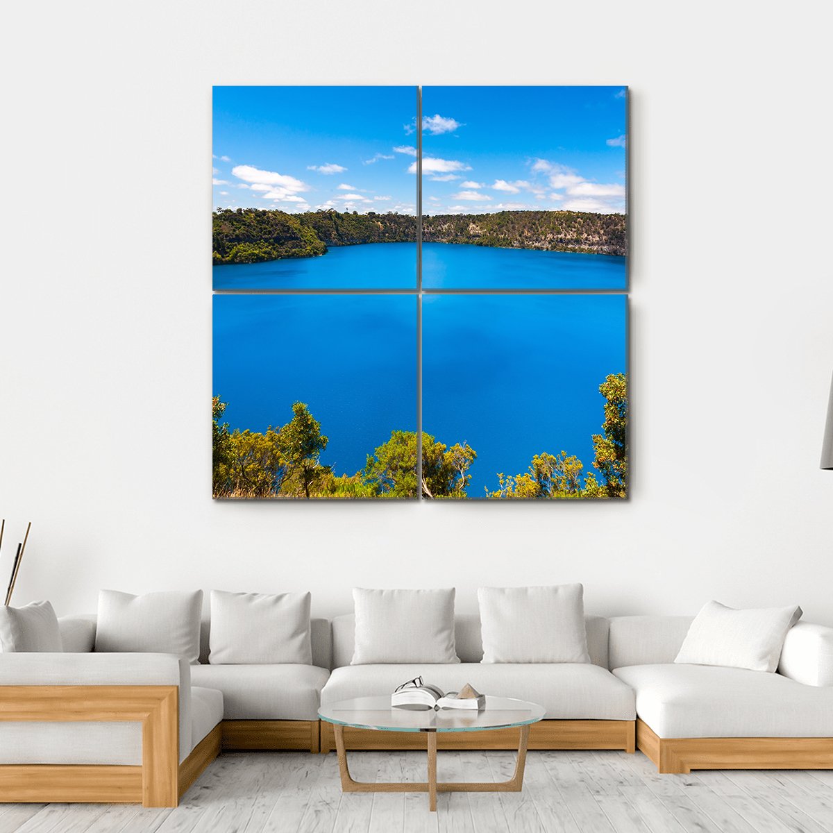 Blue Lake Australia Canvas Wall Art-4 Square-Gallery Wrap-17" x 17"-Tiaracle
