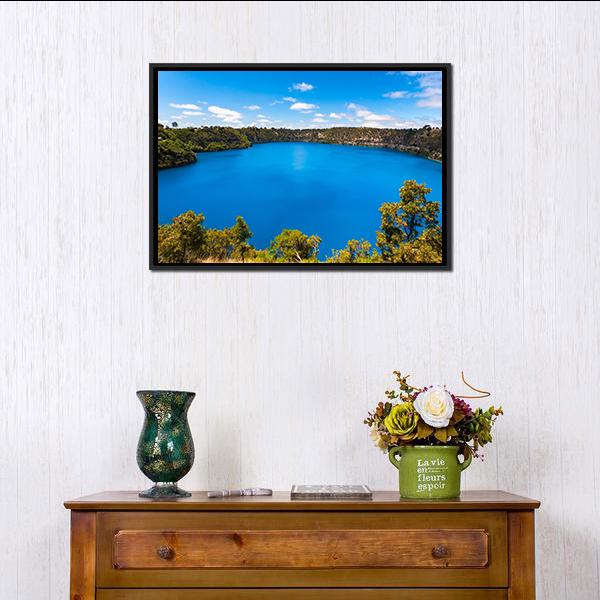 Blue Lake Australia Canvas Wall Art-1 Piece-Floating Frame-24" x 16"-Tiaracle