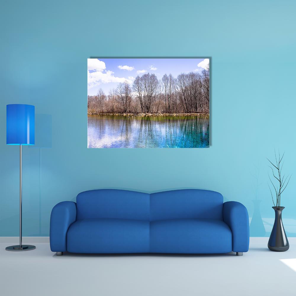 Blue Lake Of Kazan Canvas Wall Art-1 Piece-Gallery Wrap-48" x 32"-Tiaracle