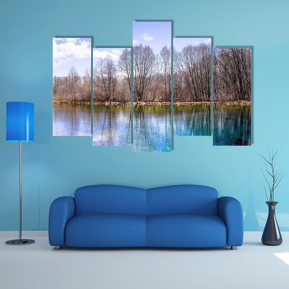Blue Lake Of Kazan Canvas Wall Art-5 Pop-Gallery Wrap-47" x 32"-Tiaracle
