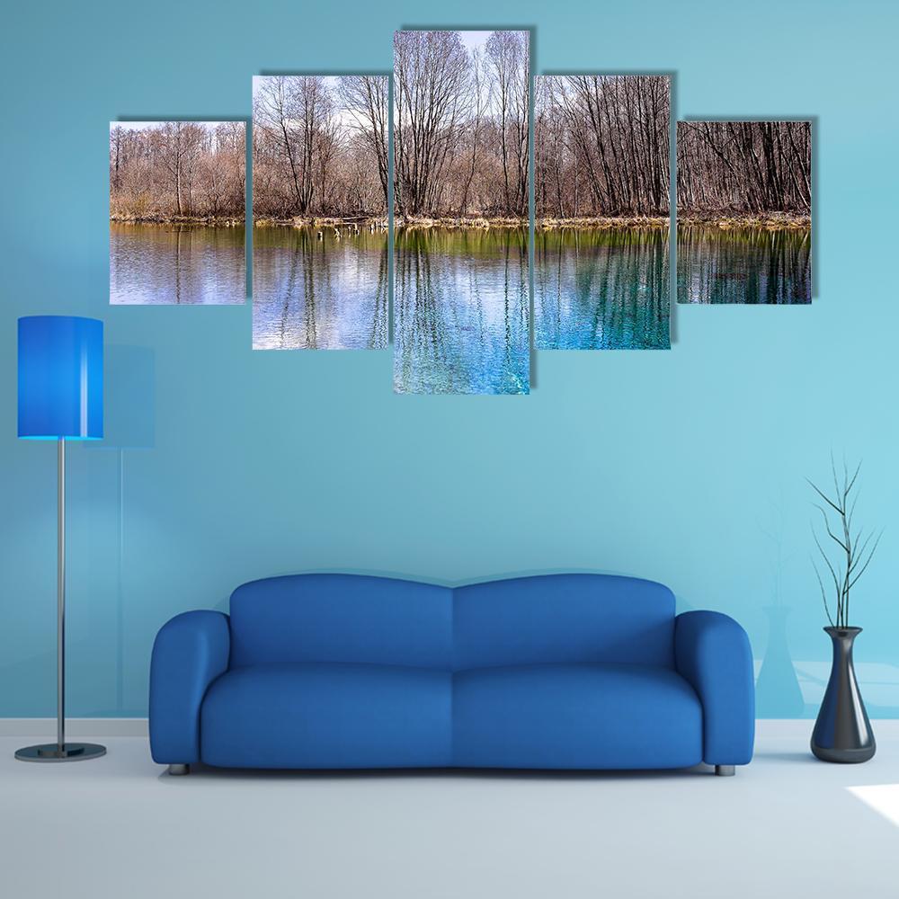 Blue Lake Of Kazan Canvas Wall Art-1 Piece-Gallery Wrap-48" x 32"-Tiaracle