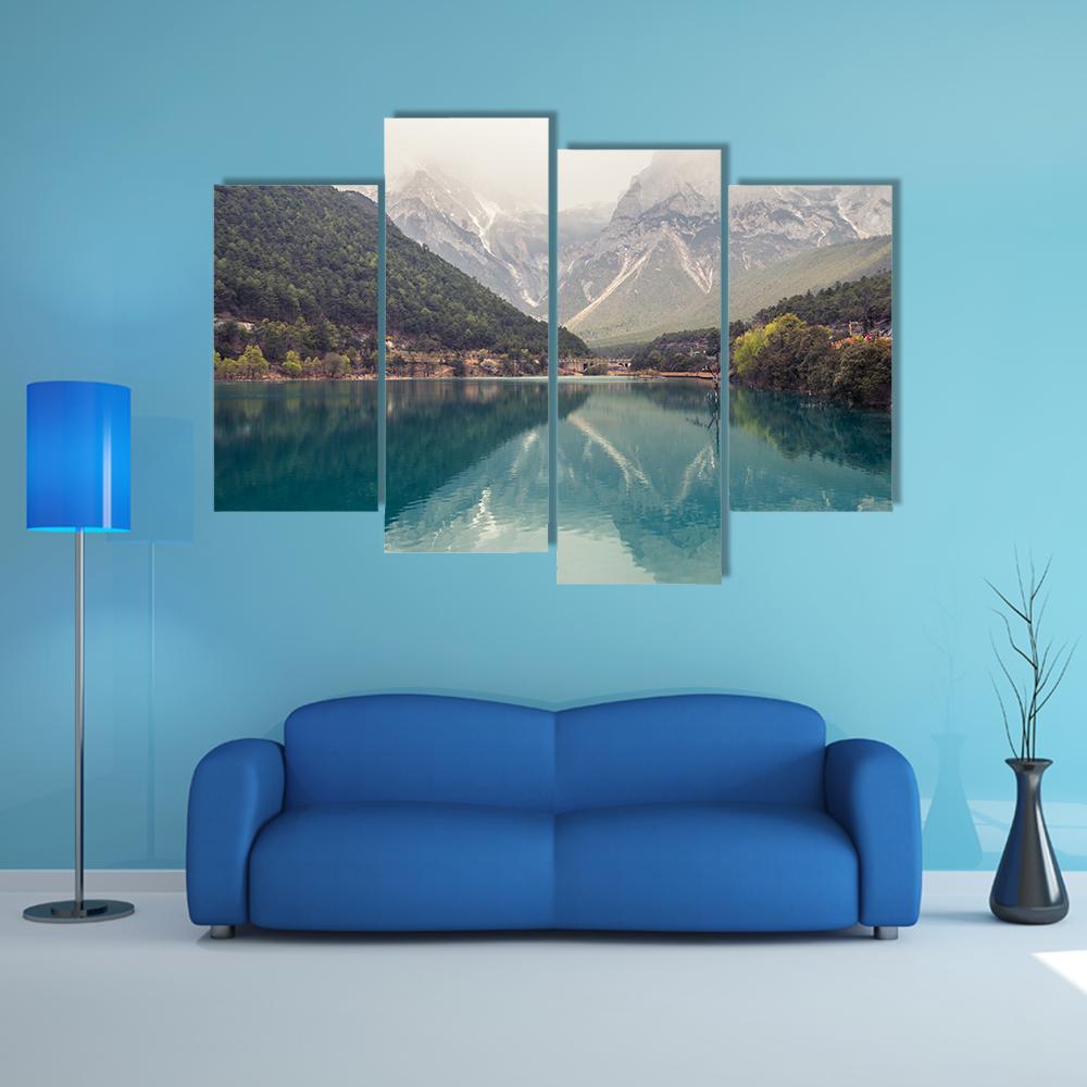Blue Moon Valley In Lijiang Canvas Wall Art-4 Pop-Gallery Wrap-50" x 32"-Tiaracle