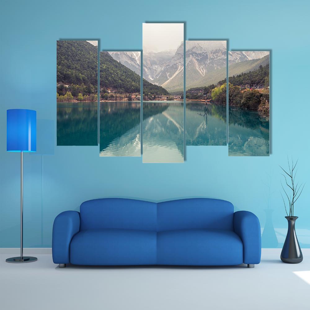 Blue Moon Valley In Lijiang Canvas Wall Art-5 Pop-Gallery Wrap-47" x 32"-Tiaracle