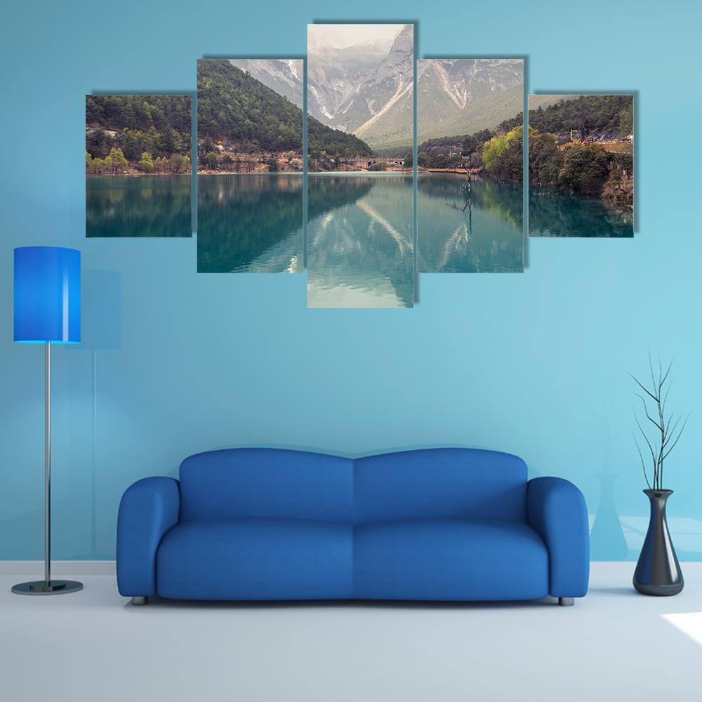 Blue Moon Valley In Lijiang Canvas Wall Art-5 Star-Gallery Wrap-62" x 32"-Tiaracle