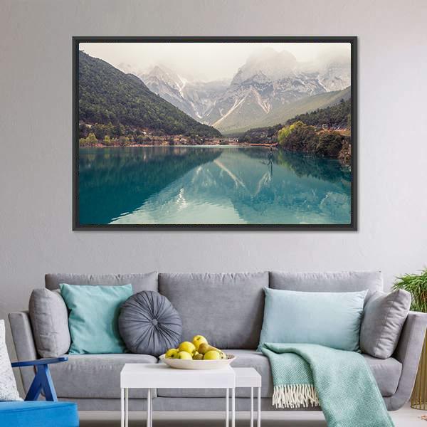 Blue Moon Valley In Lijiang Canvas Wall Art-1 Piece-Floating Frame-24" x 16"-Tiaracle