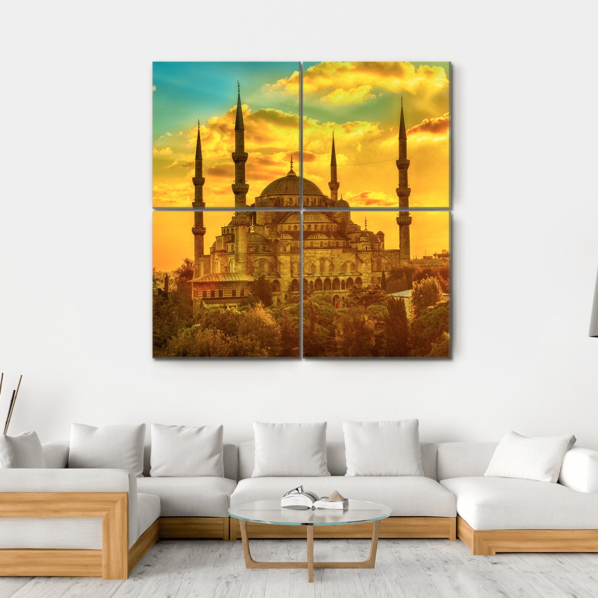 Blue Mosque At Beautiful Sunset Canvas Wall Art-4 Square-Gallery Wrap-17" x 17"-Tiaracle