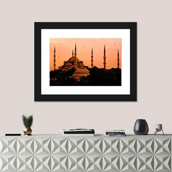 Blue Mosque In Istanbul Canvas Wall Art-3 Horizontal-Gallery Wrap-25" x 16"-Tiaracle
