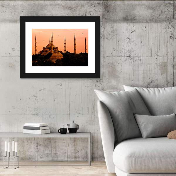 Blue Mosque In Istanbul Canvas Wall Art-3 Horizontal-Gallery Wrap-25" x 16"-Tiaracle