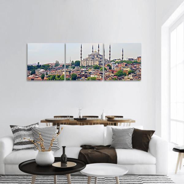 Blue Mosque Istanbul Panoramic Canvas Wall Art-3 Piece-25" x 08"-Tiaracle