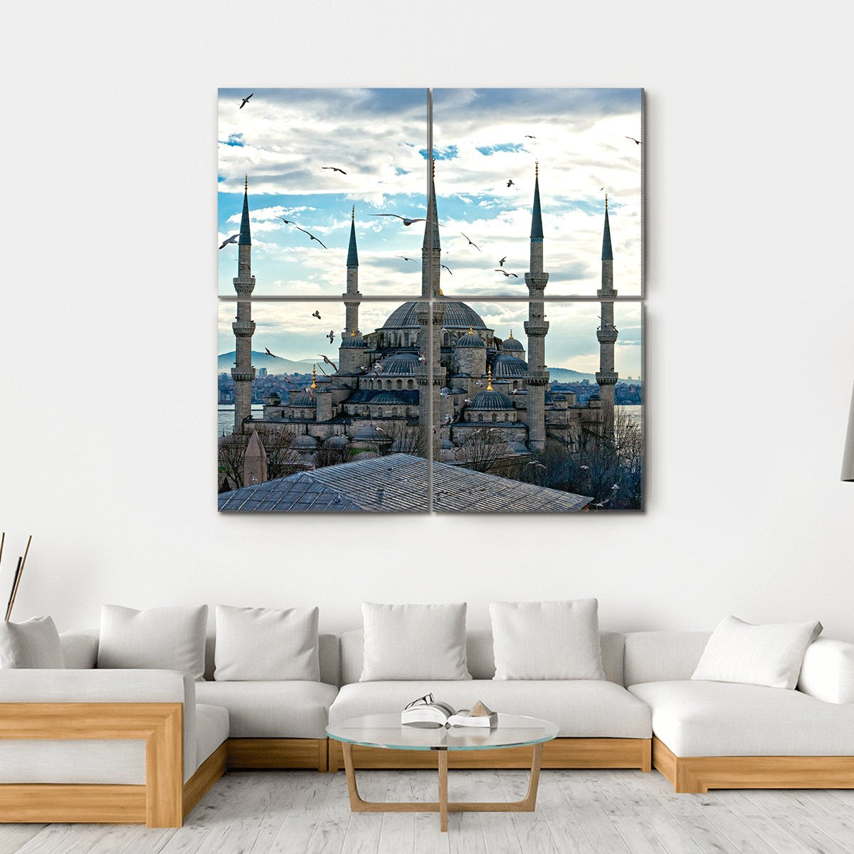 Blue Mosque Istanbul Canvas Wall Art-4 Square-Gallery Wrap-17" x 17"-Tiaracle